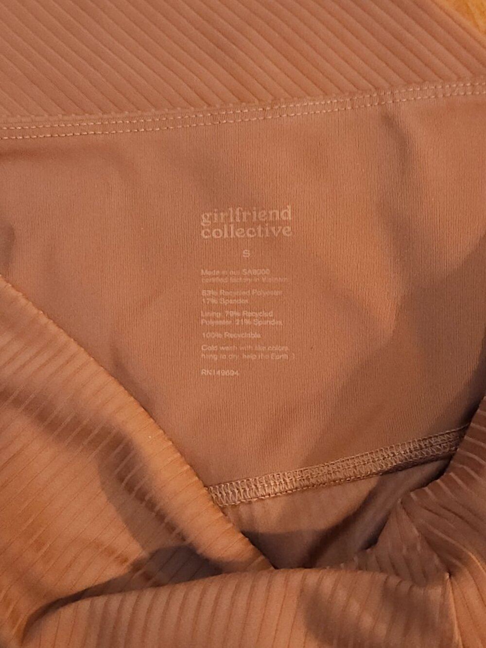Girlfriend Collective High Rise Ribbed Leggings in Rye - Picture 2 of 3